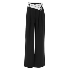 Pantalones negros de cintura alta con dobladillo