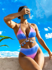 Strap Gradient Shell Crystal Diamond Bikini