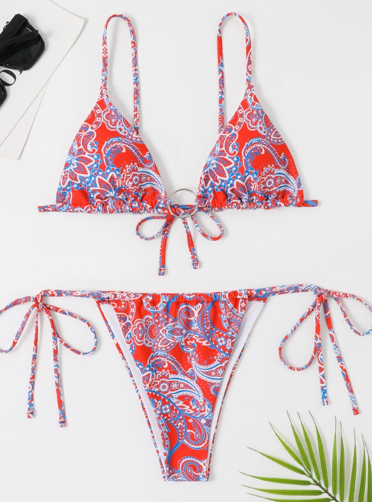 Triangular Ring Printed Bikini