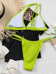 Crystal Beach Einfarbiger Bikini mit Rautenmuster