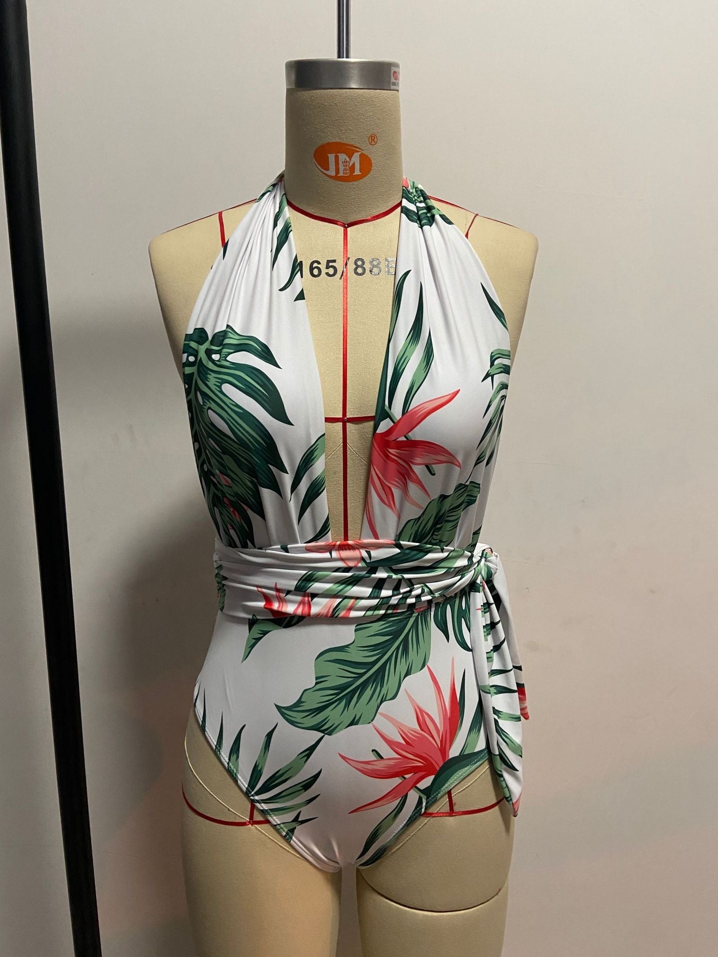 Badeanzug-Bikini mit Print und einfarbigem Muster