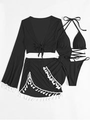 Tassel Swimsuit Beach Bikini Four-piece Suit