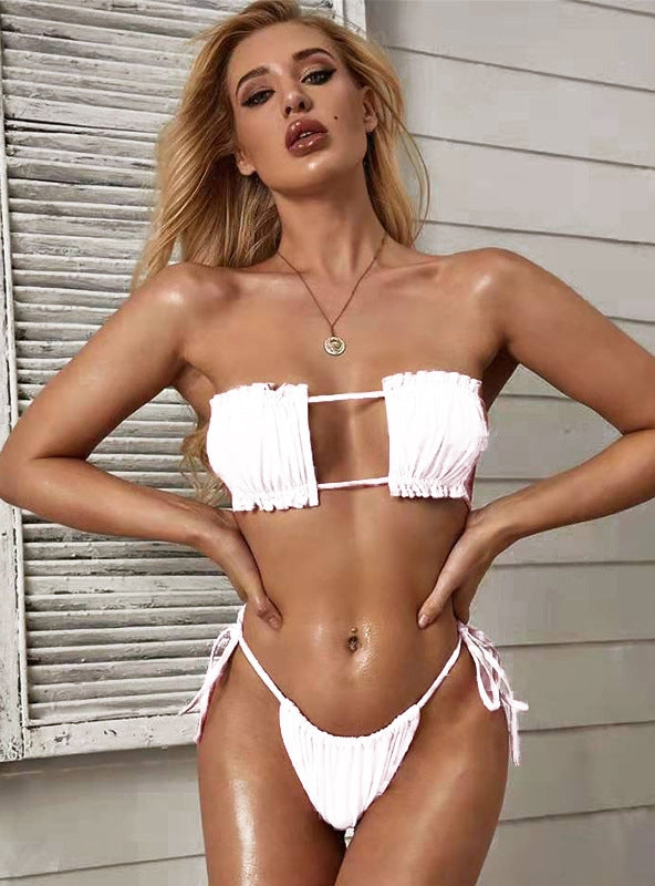 Traje de baño bikini de color sólido