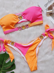 Bikini mit Tube-Top und Kristalldiamanten