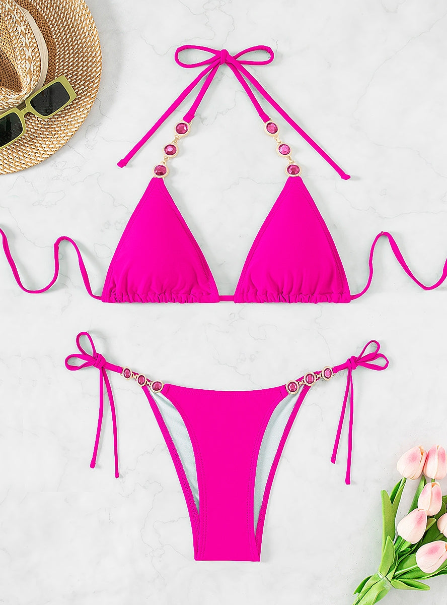 Halter Solid Color Beach Bikini