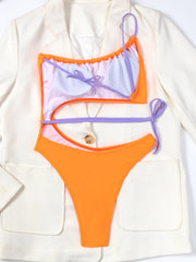 Bikini de playa de una pieza con cuello halter y espalda descubierta