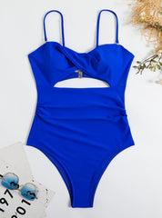 One-piece Halter Crossed Back Swimsuit