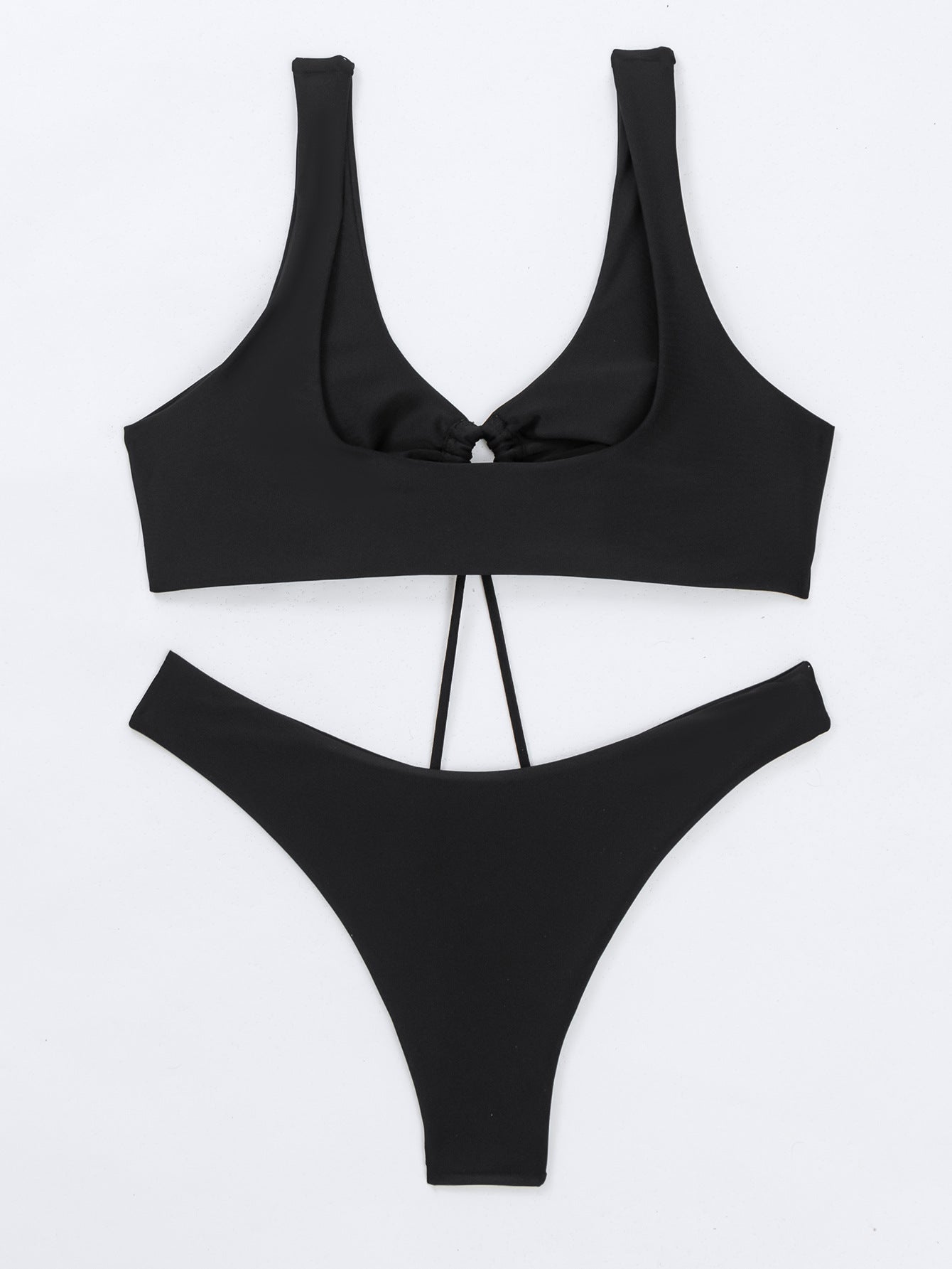 Traje de bikini negro calado