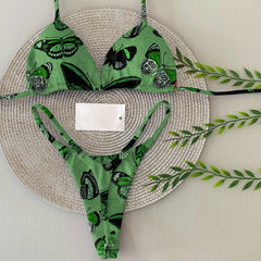 Bikini dividido con estampado de mariposas vintage