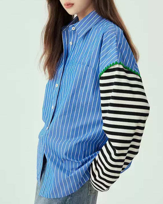 Camisa con mangas de suéter - Azul