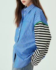 Camisa con mangas de suéter - Azul