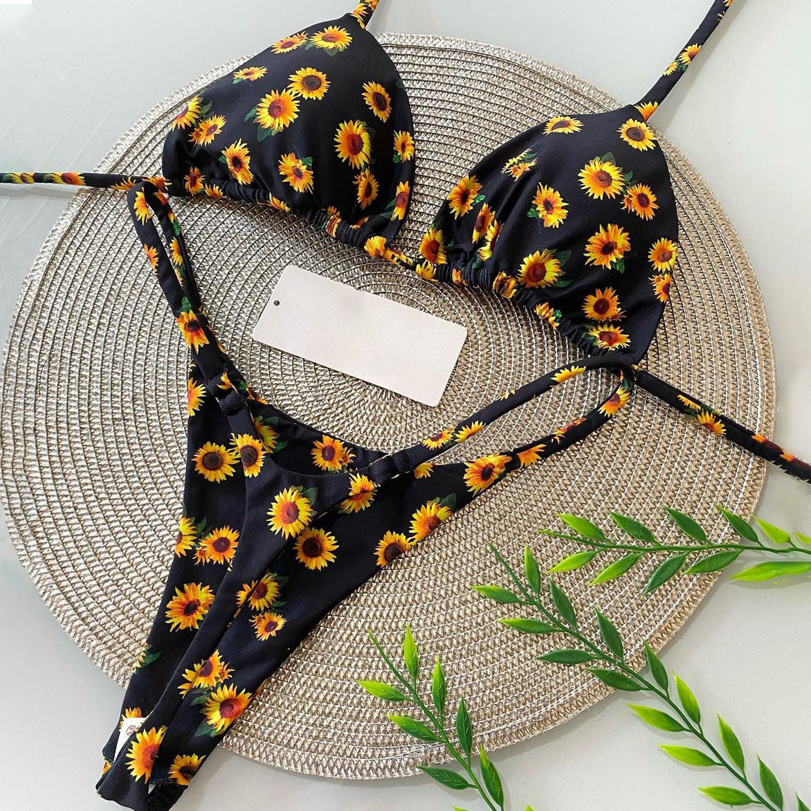 Neuer Split-Bikini mit Sonnenblumen-Print