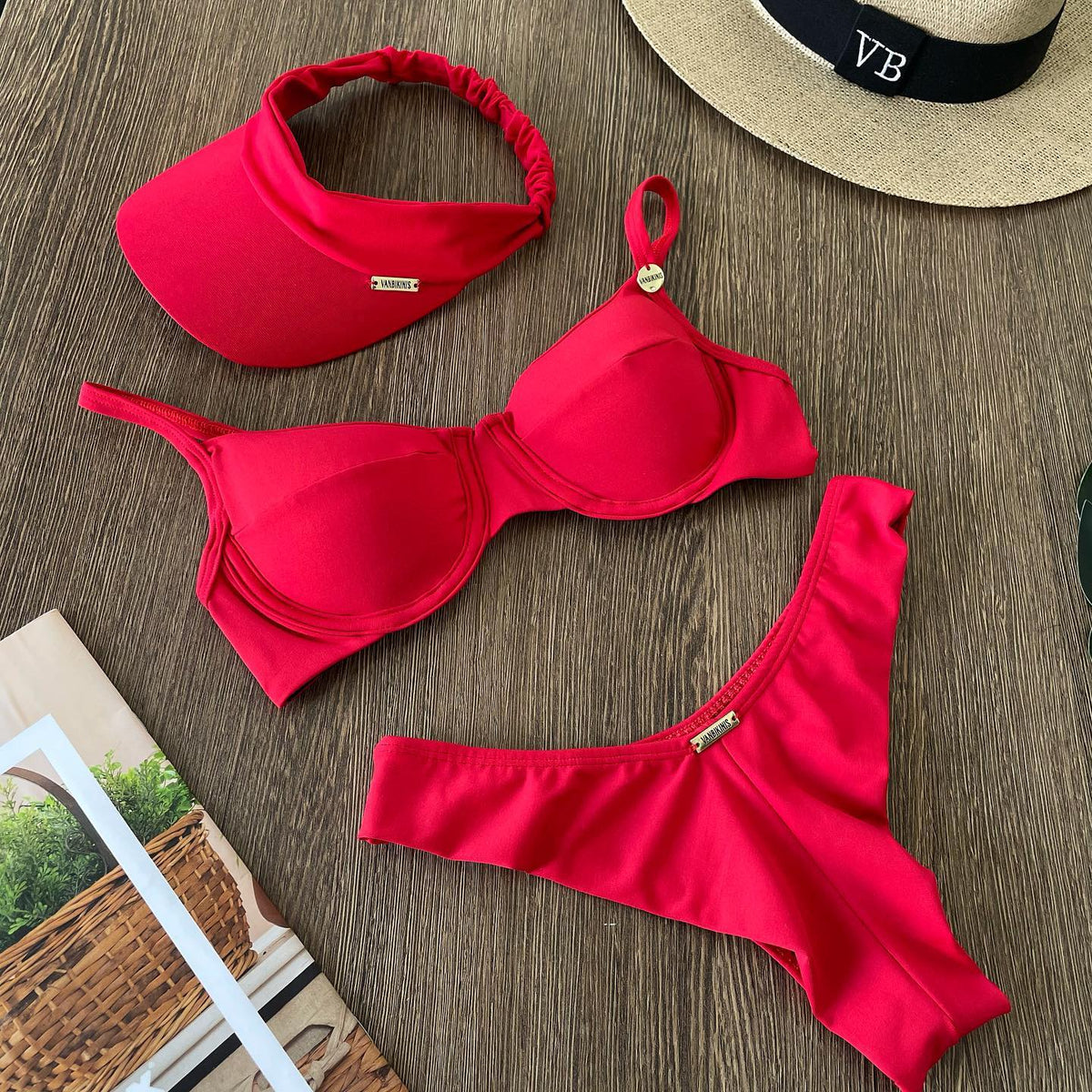 Solid Color Sling Split Bikini