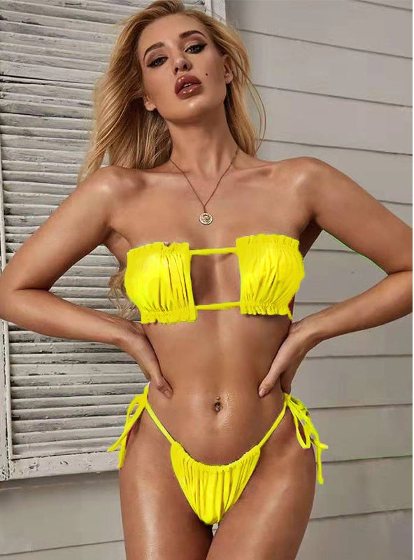 Traje de baño bikini de color sólido