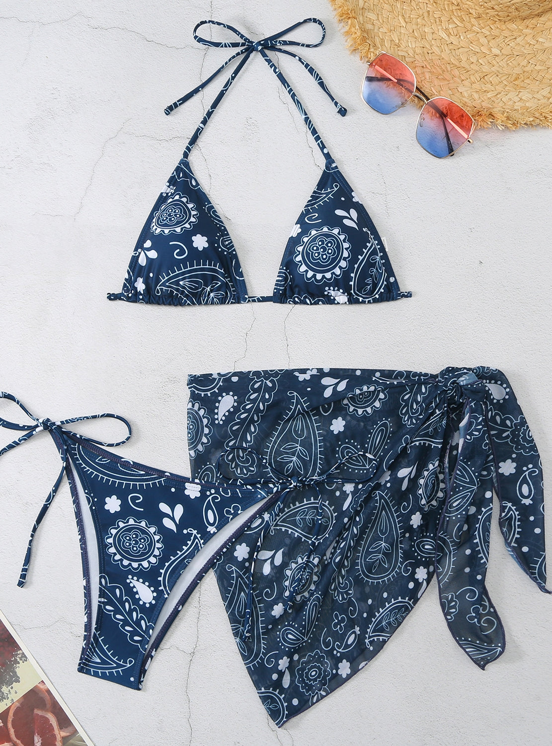 Split Strap Swimsuit Three-piece Suit