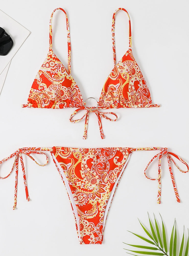 Bikini mit Dreiecksring-Print