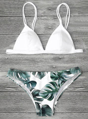 Damen-Badeanzug mit Camisole-Bikini und Palmenblatt-Print