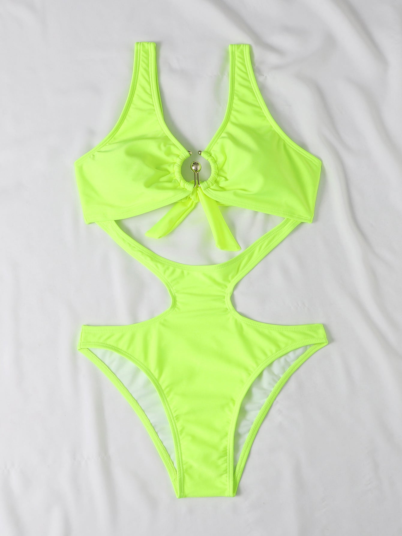 Solid Color Open Waist One-piece Suit