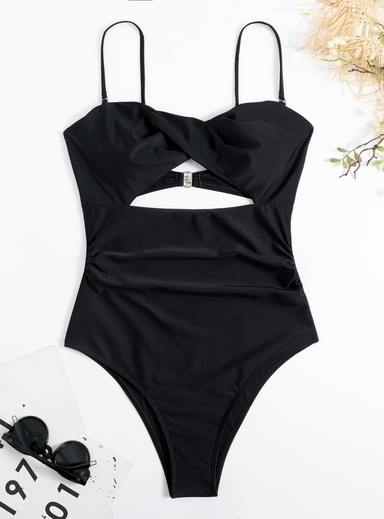 One-piece Halter Crossed Back Swimsuit