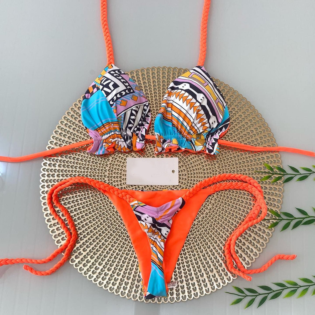 Sling-Bikini im Ethno-Stil mit Print