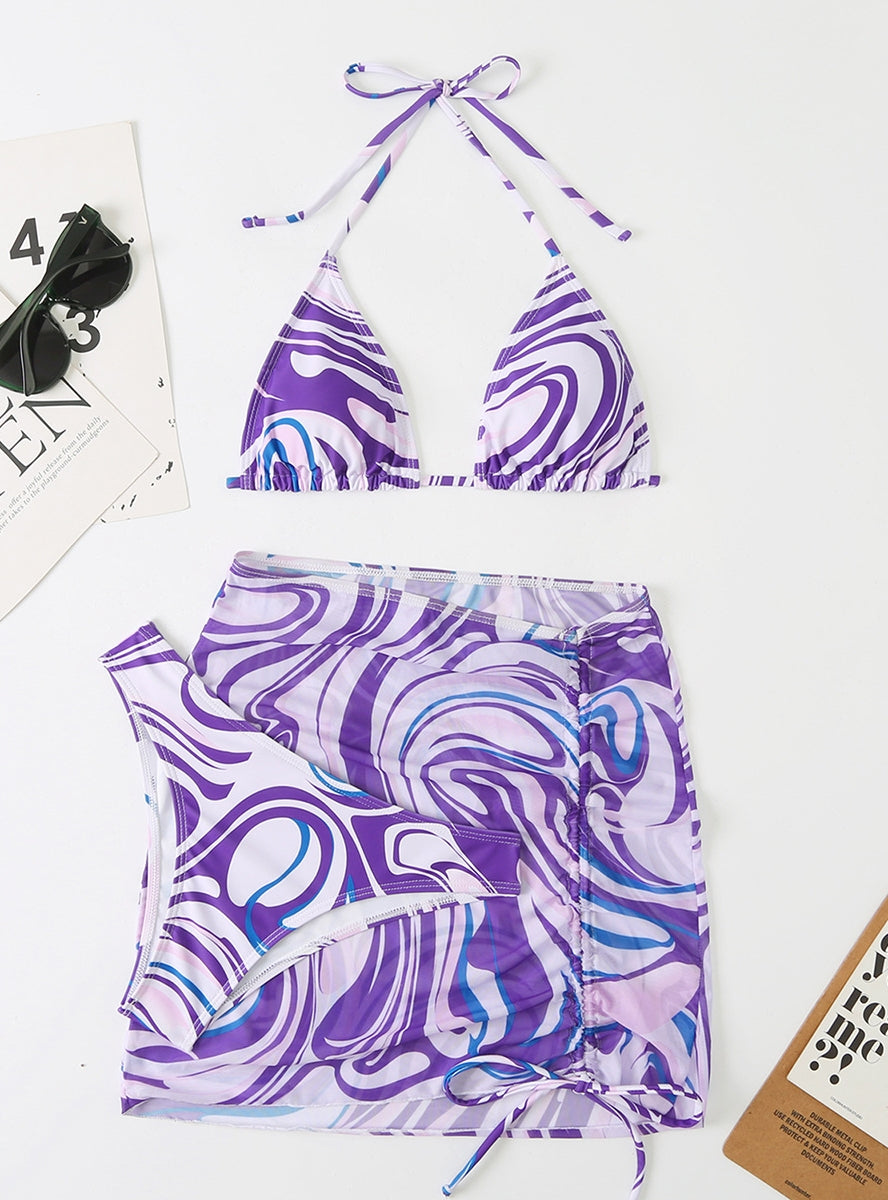 Bikini mit geteiltem Badeanzug und Print