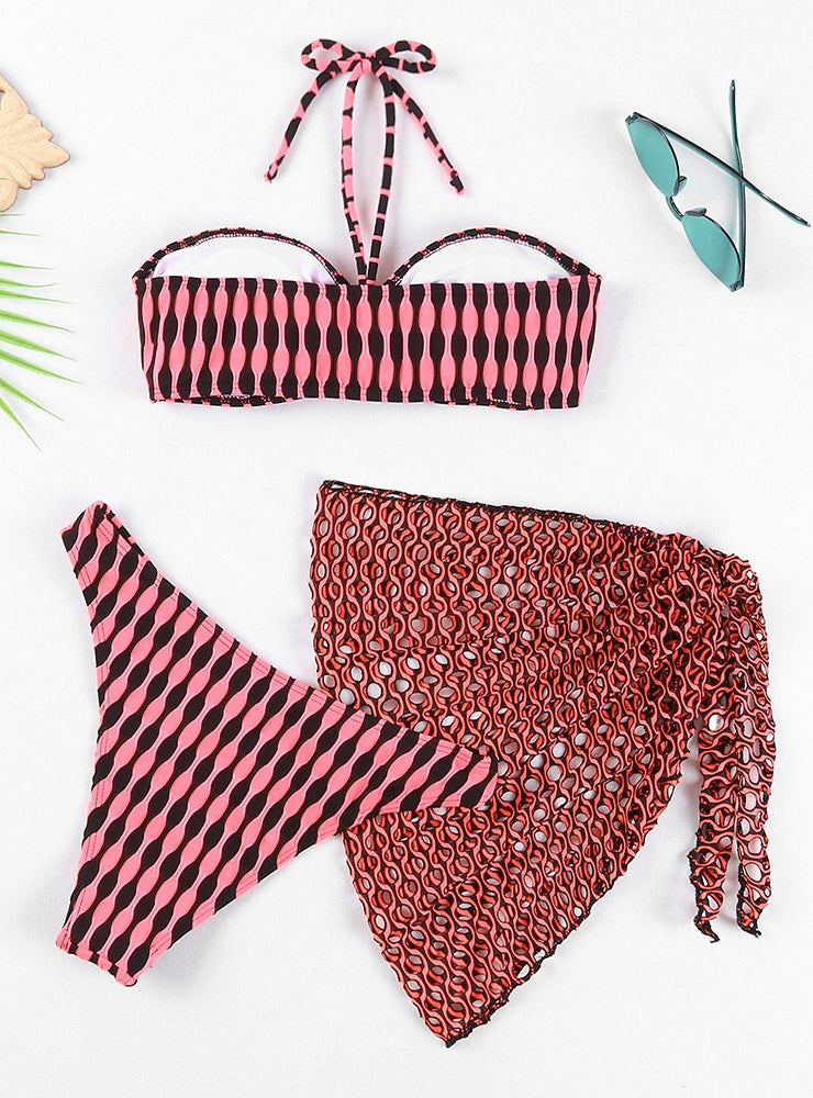 Printed Three-piece Split Swimsuit Bikini