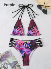 Printed Halter Strap Swimsuit