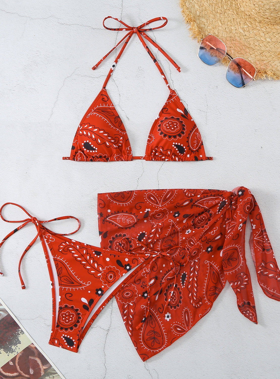 Split Strap Swimsuit Three-piece Suit