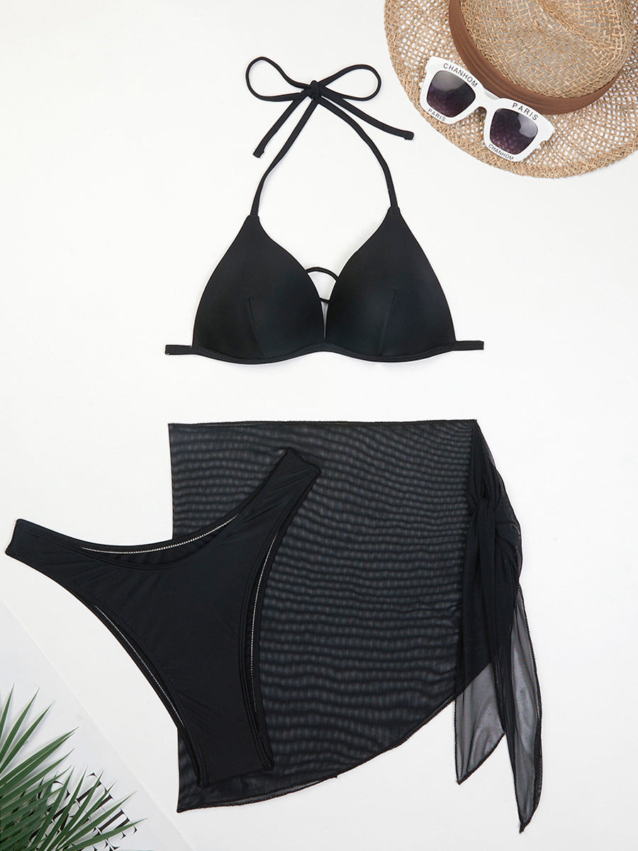 Dreiteiliger Bikini mit Gazerock