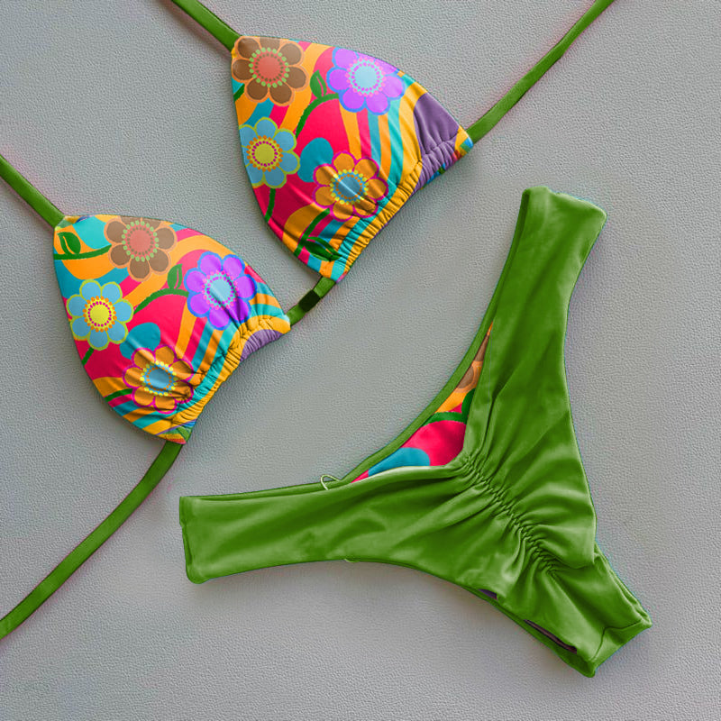 Retro brand flower bikini set