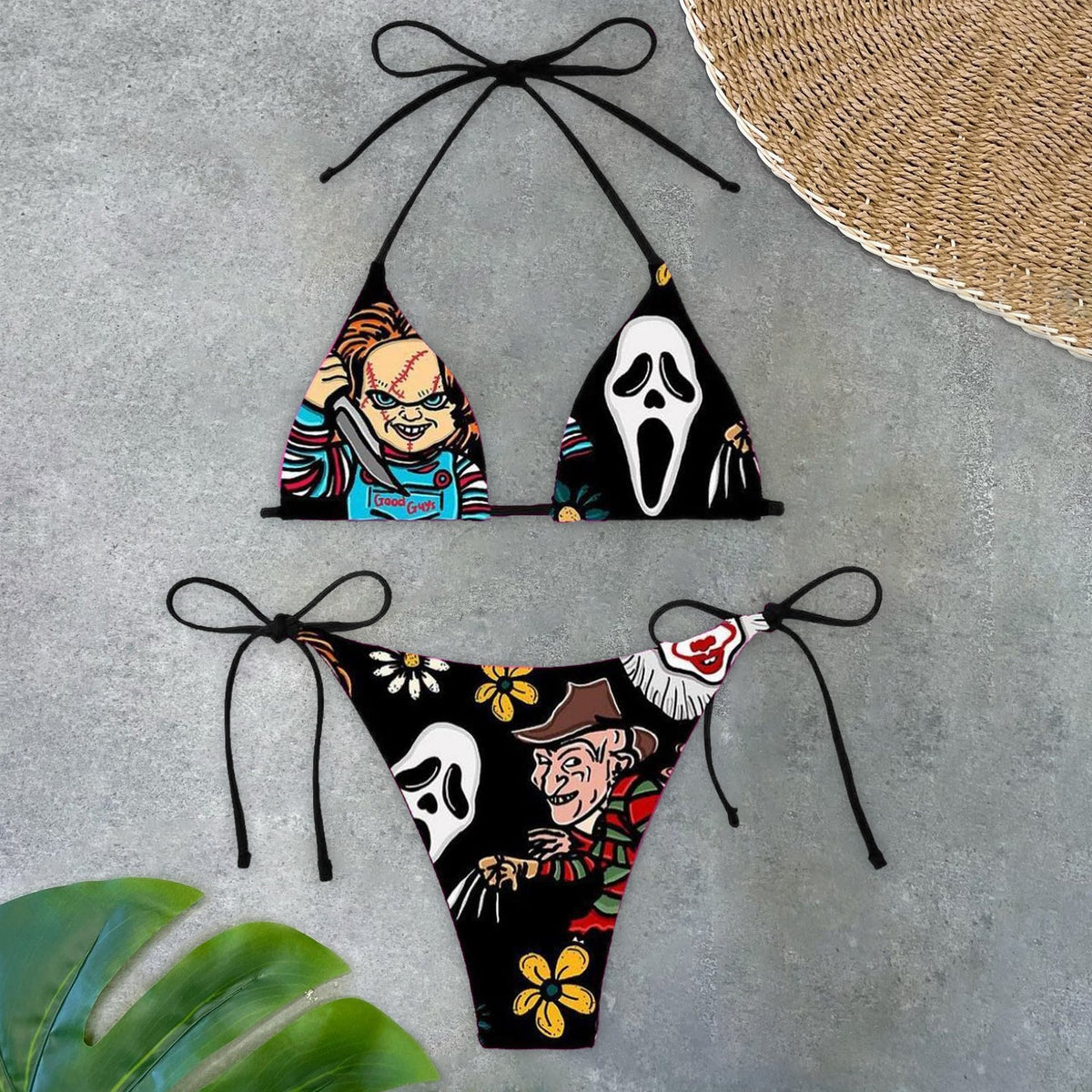 Vintage Halloween Totenkopf Träger Bikini 