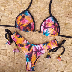 Bikini con tirantes de coco estilo resort 