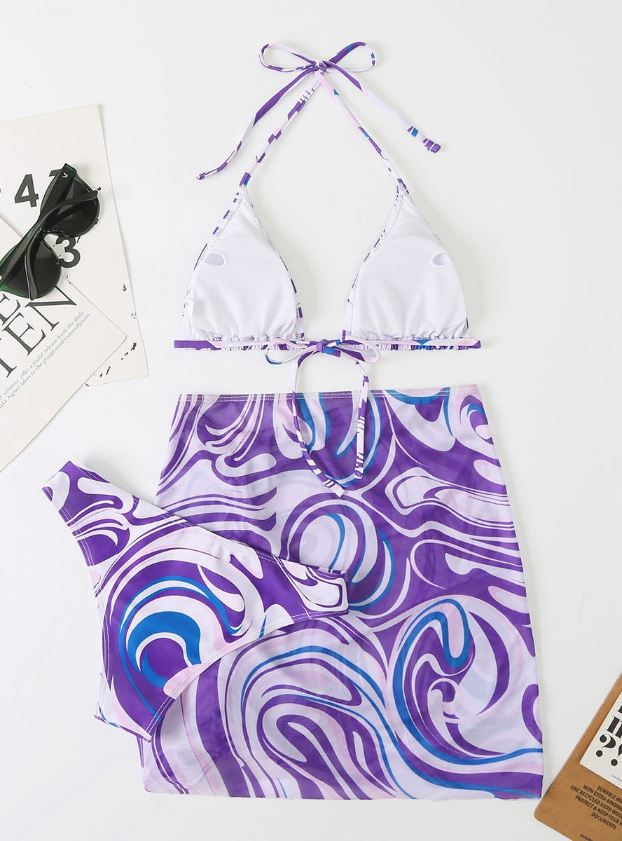 Bikini mit geteiltem Badeanzug und Print