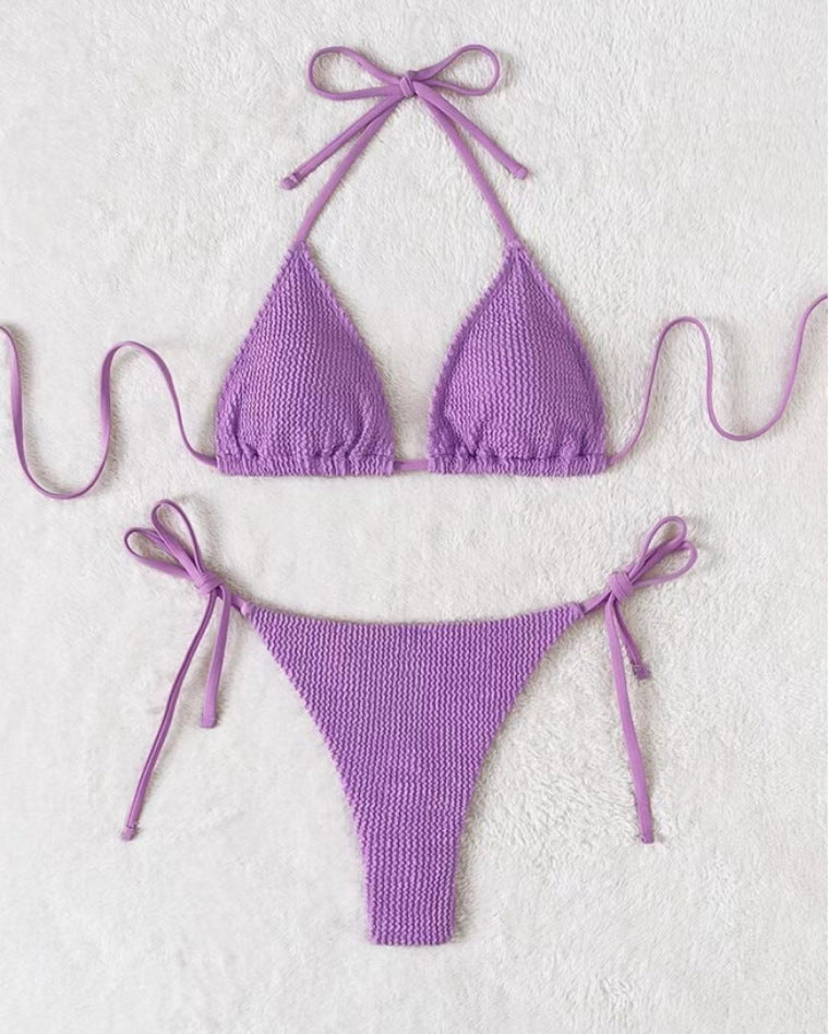 Bikini de tela de hilo de color sólido