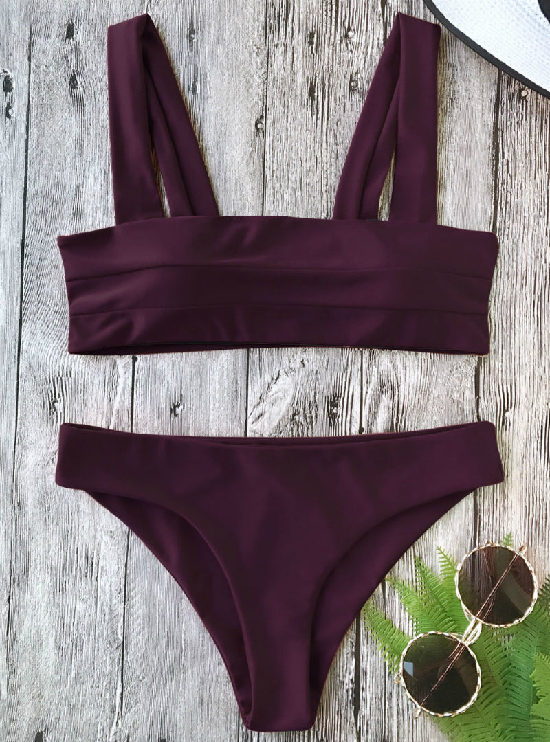 Bikini Neues gepolstertes Bandeau-Bikini-Set mit breiten Trägern