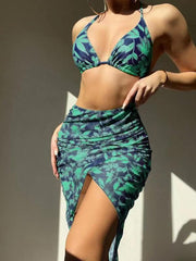 High Waist Split Three-piece Swimsuit