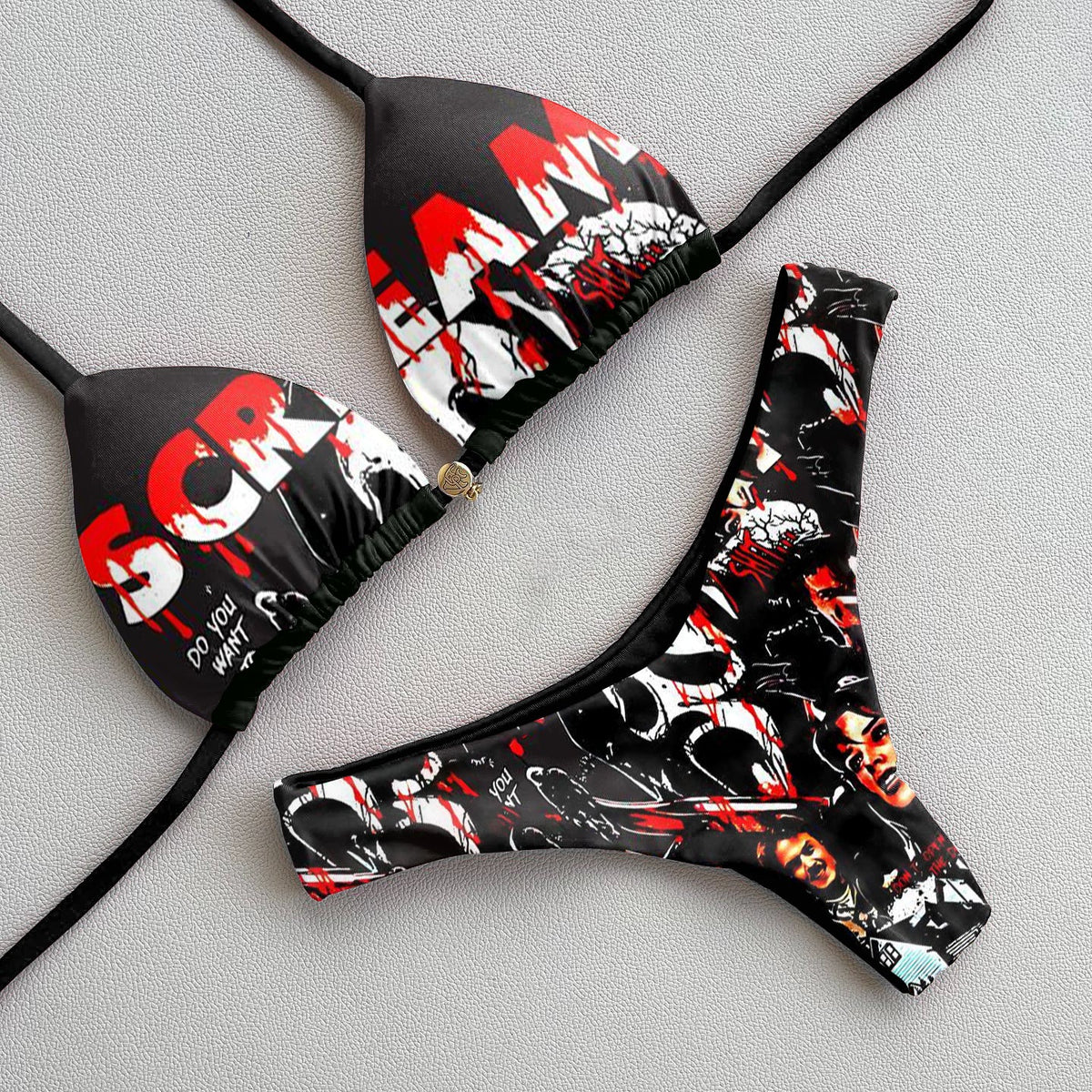 Bikini mit Vintage-Halloween-Print 