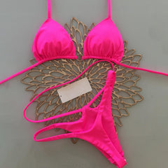 bikini de tirantes de color liso 