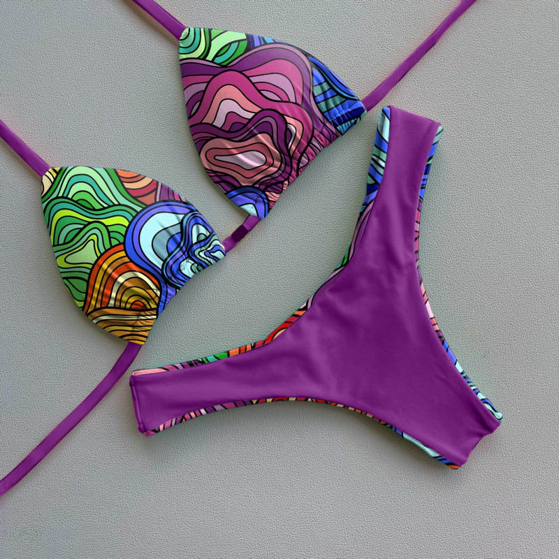 Conjunto de bikini estampado de moda