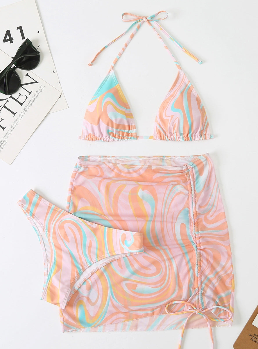 Bikini mit geteiltem Badeanzug und Print