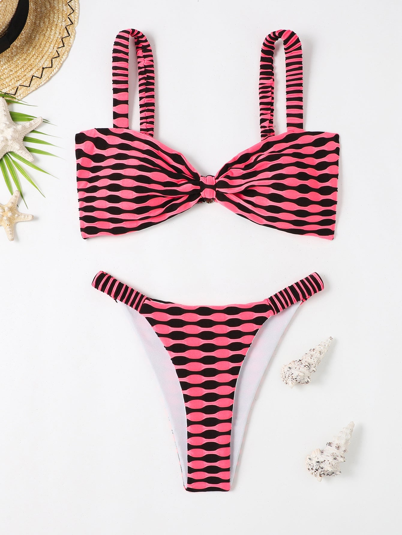 Printed Tube Top Bikini Swimsuit