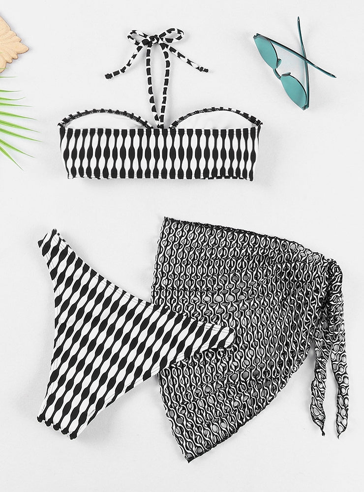 Printed Three-piece Split Swimsuit Bikini