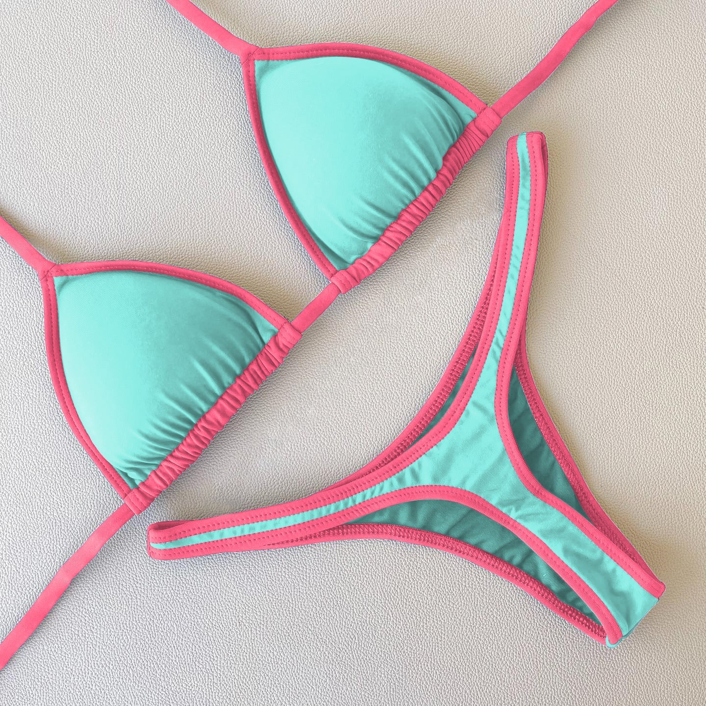 Contrasting Solid Color Sling Bikini