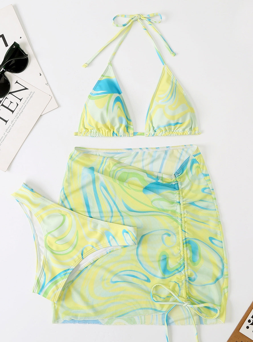 Bikini mit geteiltem Badeanzug und Print