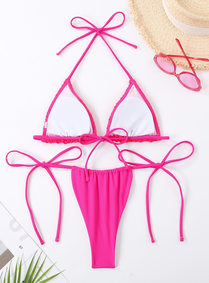 Traje de baño bikini de red de pesca con tanga