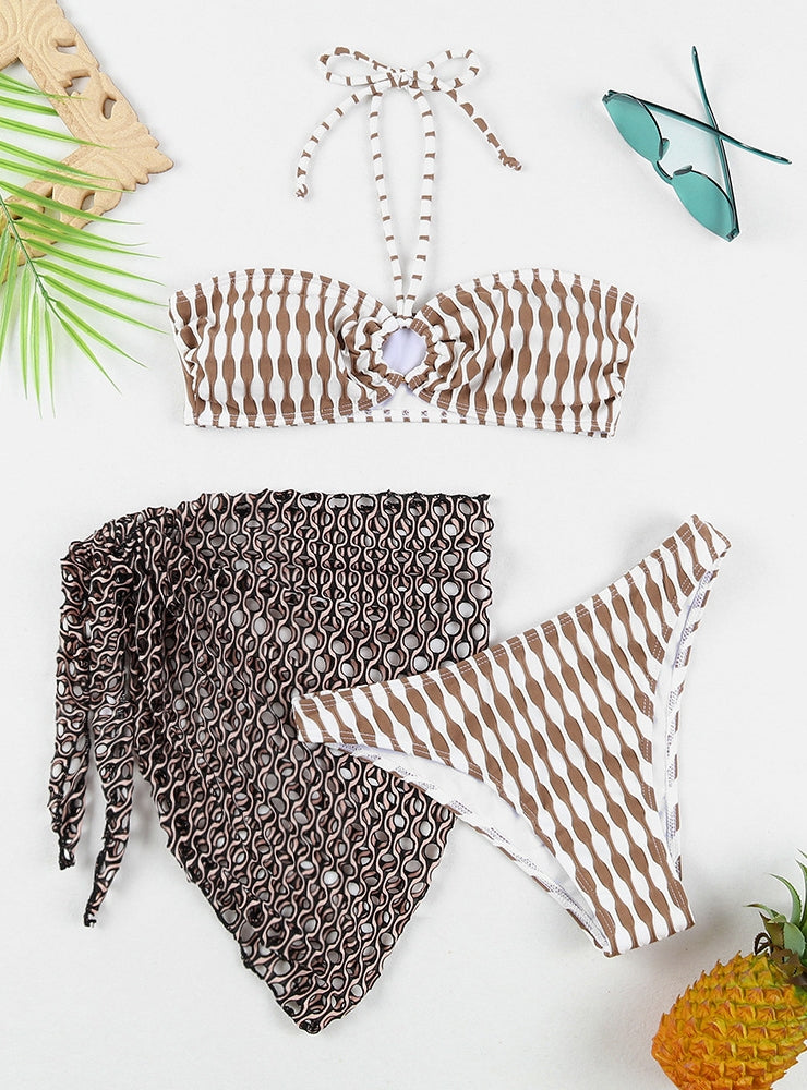 Printed Three-piece Split Swimsuit Bikini