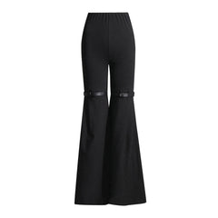 RIO KNEES Pantalones negros acampanados con cintura