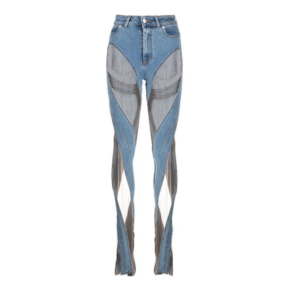 MIDORY Mesh HOCHTAILLIERTE PATCHWORK-JEANS