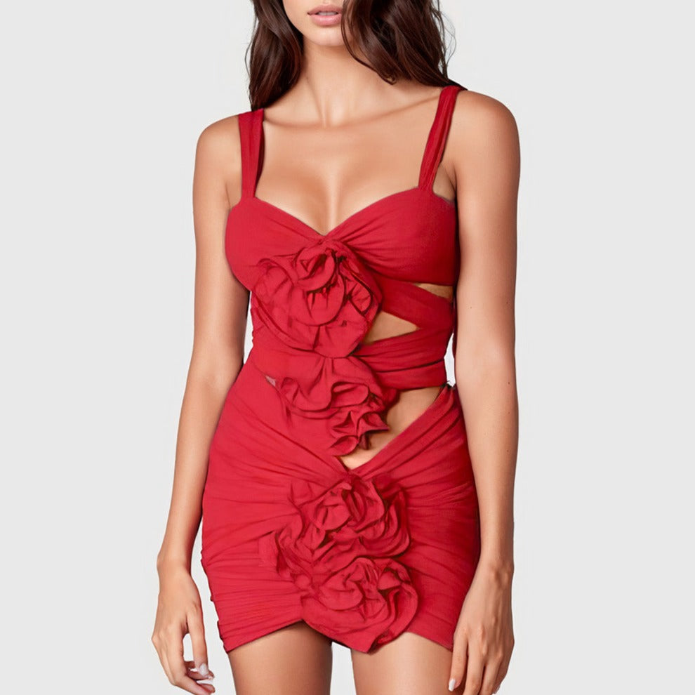 RED TOP and SKIRT SET with FlowerS