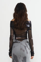 Transparent Top with Cut - Black